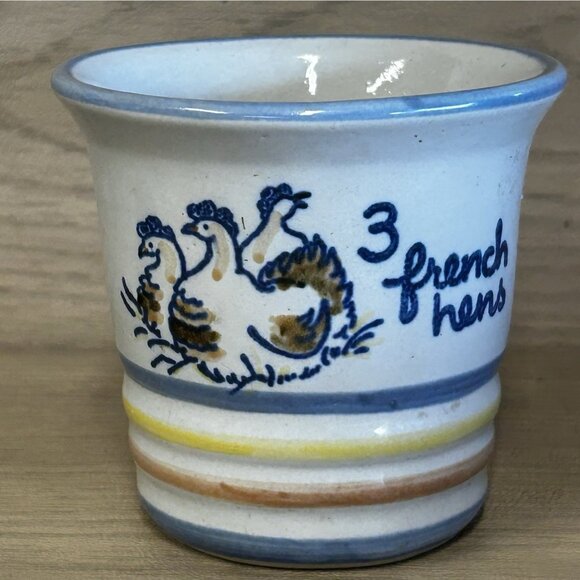 Louisville Stoneware Punch Cup 3 French Hens 12 Days of Christmas Mug Tumbler - Picture 1 of 6